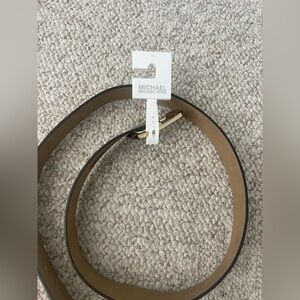 Michael Kors Tan Leather Belt with Gold Buckle